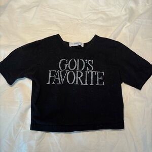 Black Short Sleeve baby Tee with bejeweled writing